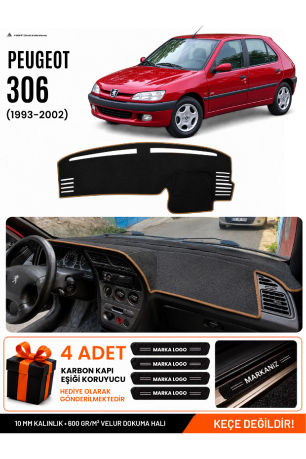 Peugeot 306 (1993-2002) Compatible Glove Box Cover, Glove Box Case - Black-Brown - Pe008