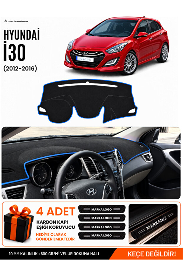Hyundai̇ İ30 (2012-2016) Compatible Torpedo Protection, Torpedo Cover, Torpedo Case - Black-Blue - Hu005