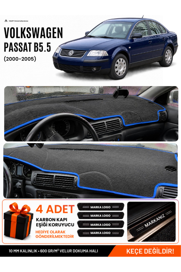 Volkswagen Passat B5.5 (2000-2005) Compatible Glove Box Cover, Glove Box Case - Black-Blue - Vw015
