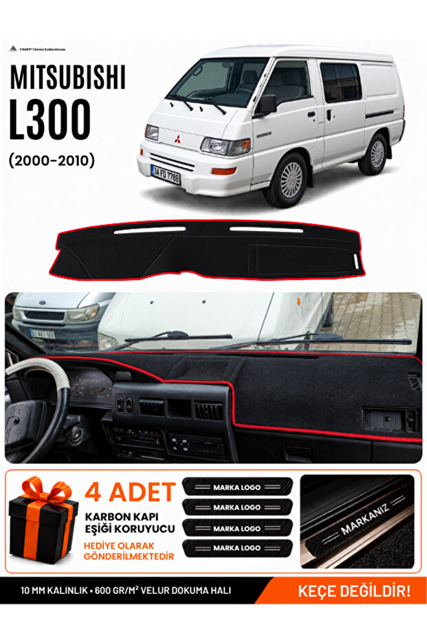 Mitsubishi L300 (2000-2010) Compatible Glove Box Cover, Glove Box Case - Black-Red - Mi011