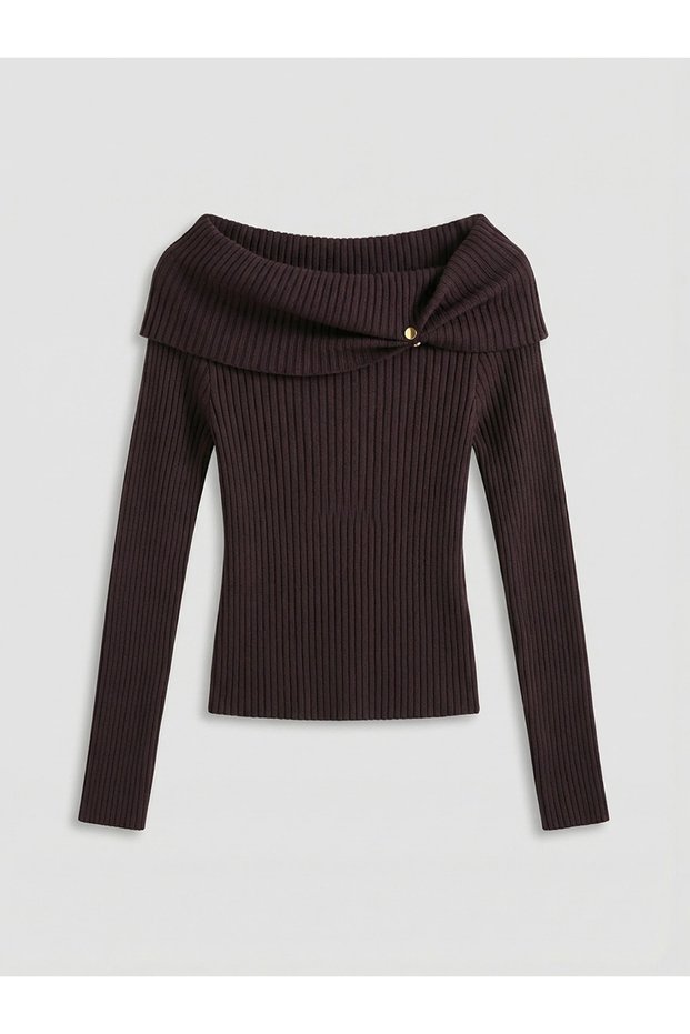 Design Kayık Yaka Women's Knitwear Sweater