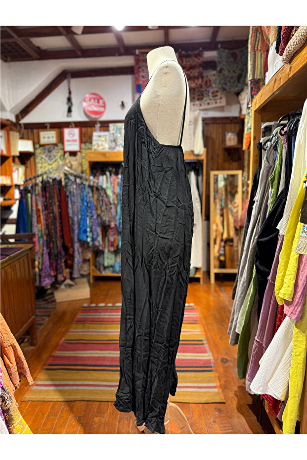 Black Color Thin Straps Casual Jumpsuit