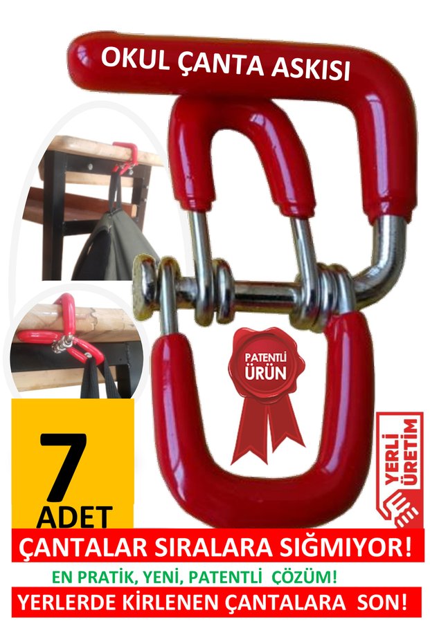 Spring-Loaded School Bag Hanger 7 Pieces Student Desk Hanger Organizer Organizer Apparatus Student