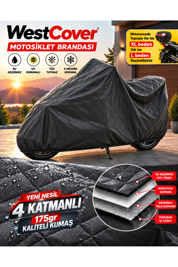 Csn Motor Elegance 125 Compatible 4 Layer New Generation-Black Motorcycle Tarpaulin-Waterproof Winter Motor Tent