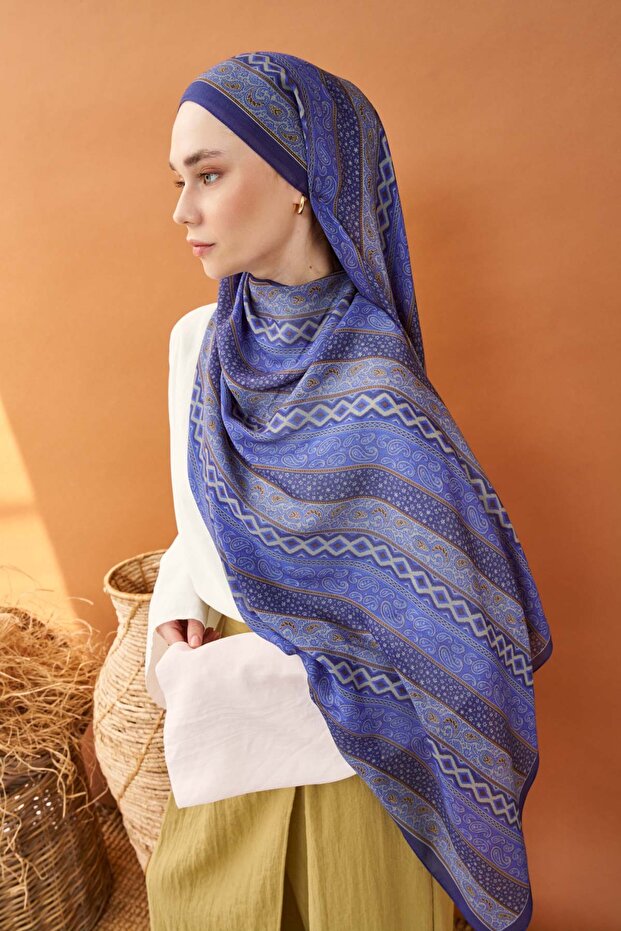 Lorena-Riva Shawl Tencel Ethnic Way Midnight Blue