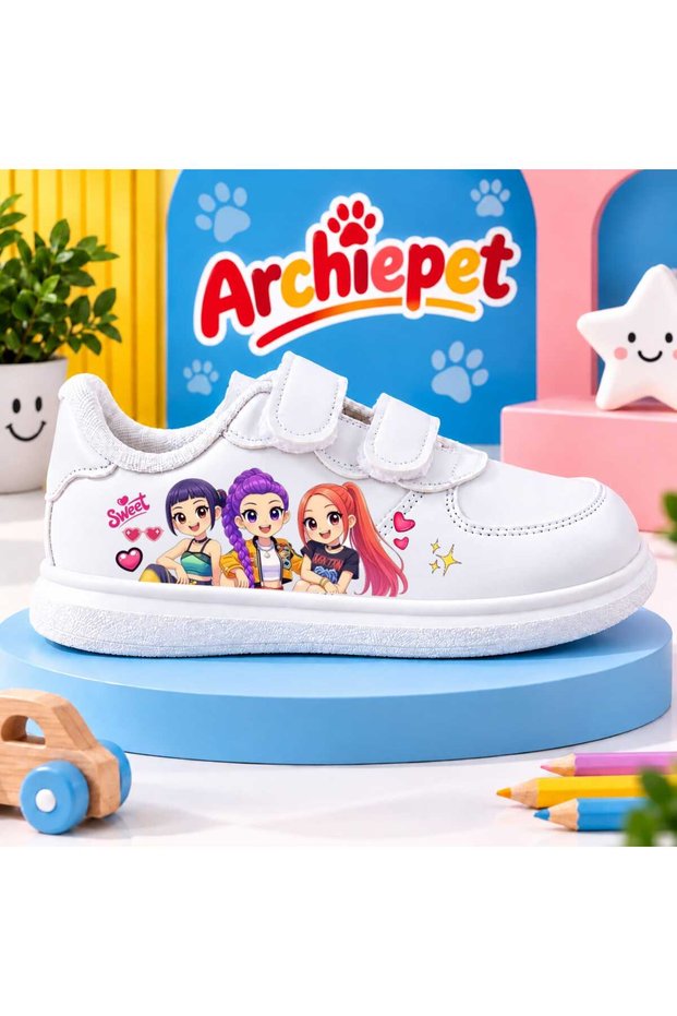 Fashion Girl Girls Love Printed White Band Children's Sports Shoes Sneaker