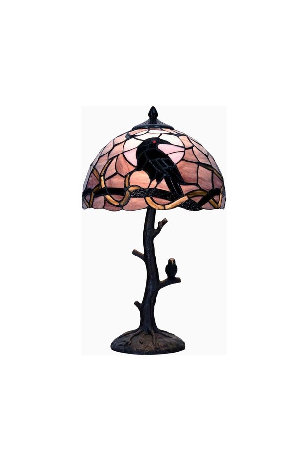 Raven Style Stained Glass, Handcrafted Decorative Table Lamp