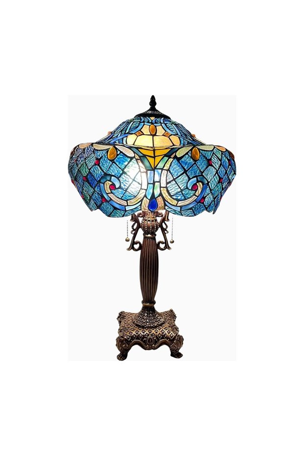 Handmade Baroque Style 16 Inch Stained Glass Table Lamp 24 Inch