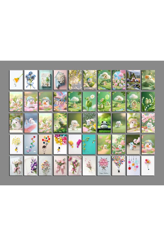 Cute Drawings Themed Postcard Set (10X15 cm 50 Pieces)