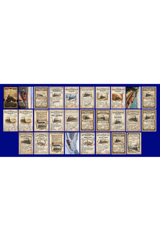 Train Routes Themed Postcard Set (10X15 cm 28 Pieces)