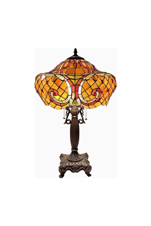 Handmade Baroque Style 16 Inch Stained Glass Table Lamp 24 Inch