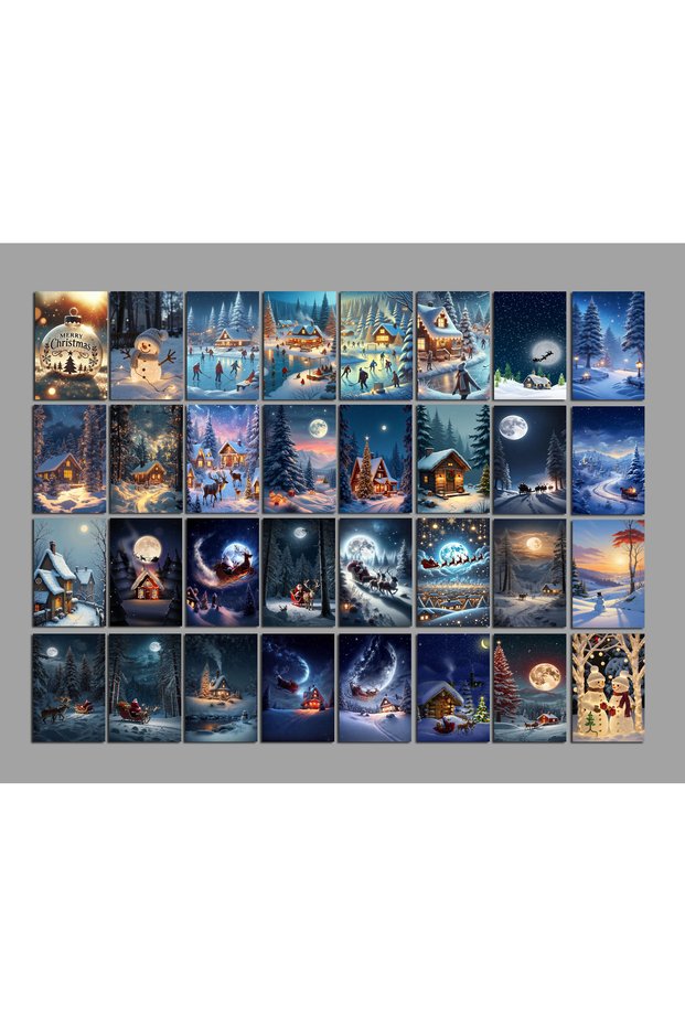Winter Themed Postcard Set (10X15 cm 12 Pieces)