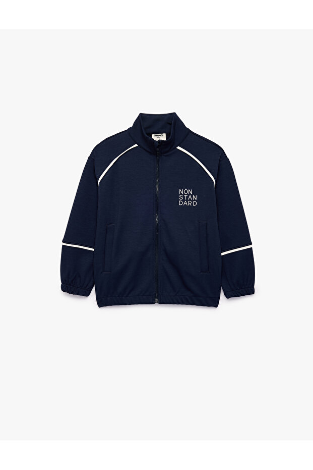 Long Sleeve Stand Collar Zippered Sweatshirt with Pockets