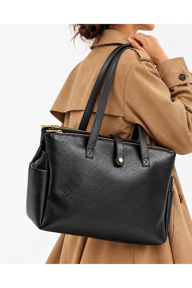 Women's Soft, Large, Multi-Compartment, Lined, Adjustable Strap Shoulder Bag—LAPTOP-COMPATIBLE BAG (DIMENSIONS 35X25 CM)