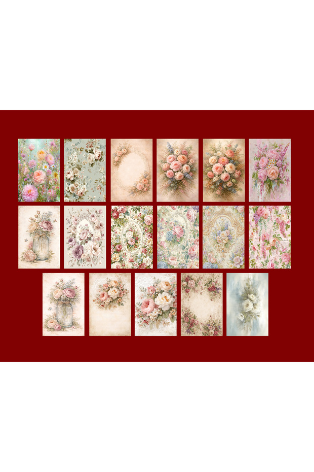 Flower Themed Postcard Set (10X15 cm 17 Pieces)
