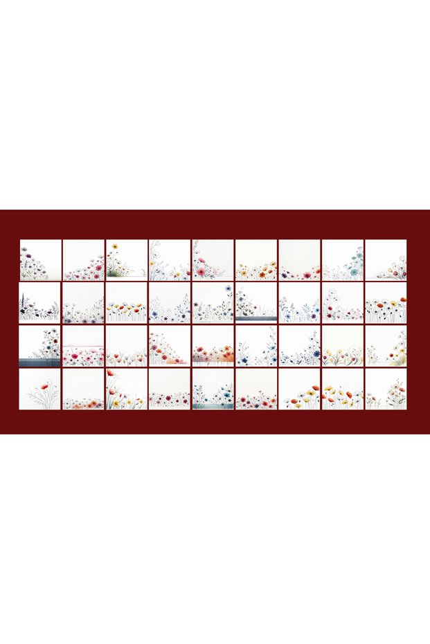 Flower Themed Postcard Set (10X10 cm 36 Pieces)
