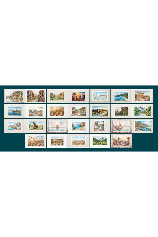 Scenery Themed Postcard Set from Turkey (10X15 cm 26 Pieces)