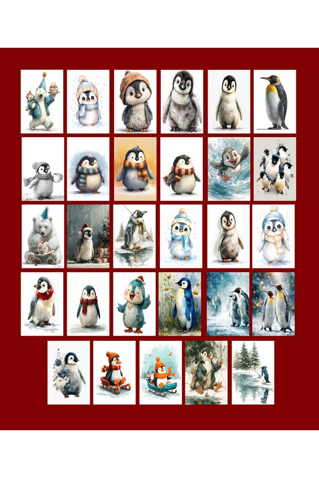 Penguin Themed Postcard Set (10X15 cm 29 Pieces)