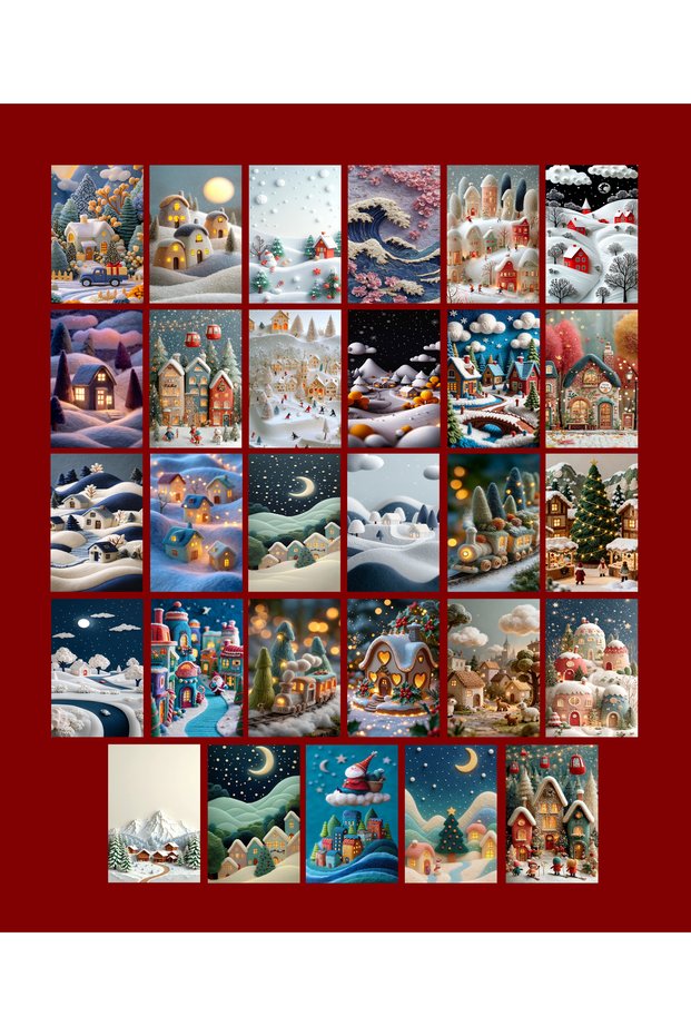 Winter Themed Postcard Set (10X15 cm 29 Pieces)