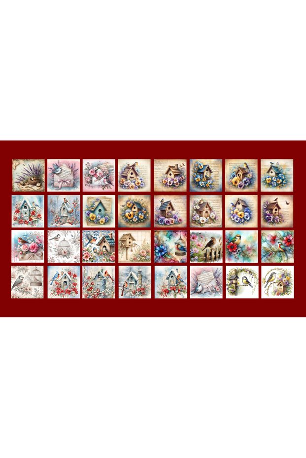 Birds Themed Postcard Set (10X15 cm 32 Pieces)