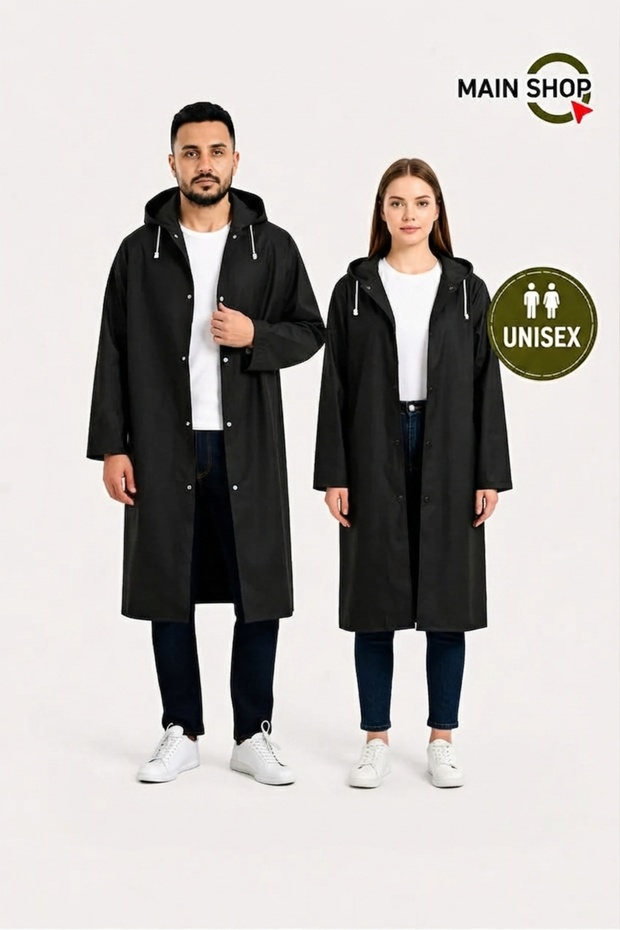 2 Pieces of Waterproof Raincoat - Hooded - with Snap Fasteners (M-2532)