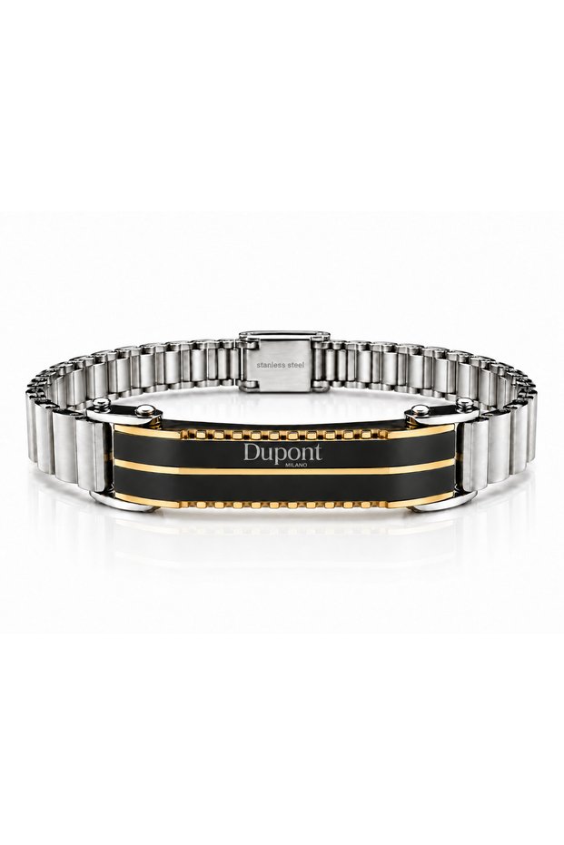 Dm-Sb-006-Sbg08 Silver Gold Black Color Men's Steel Bracelet