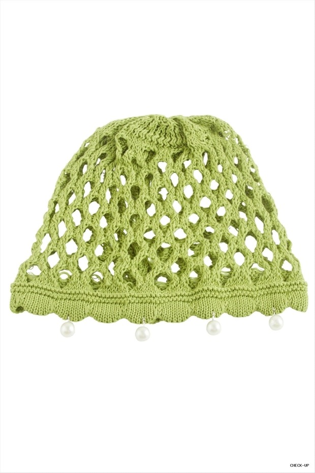 Svl-Shop Women's Summer Braided Pearl Mesh Bohemian Bonnet Headgear (84455) Pistachio Green