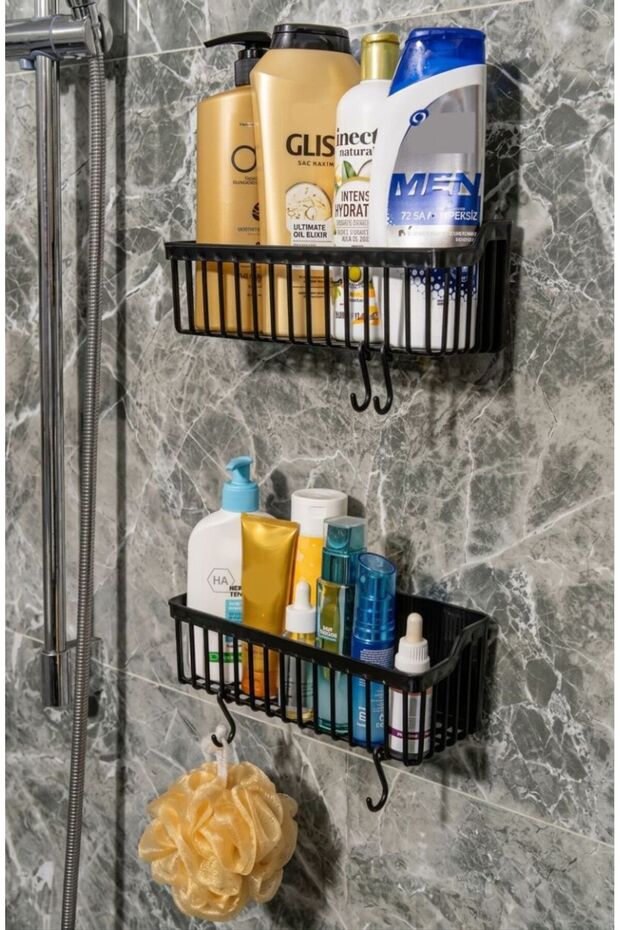 Pamit Plastic Adhesive Bathroom Hanger 2 Pieces Modern Design with High Durability Abs Plastic