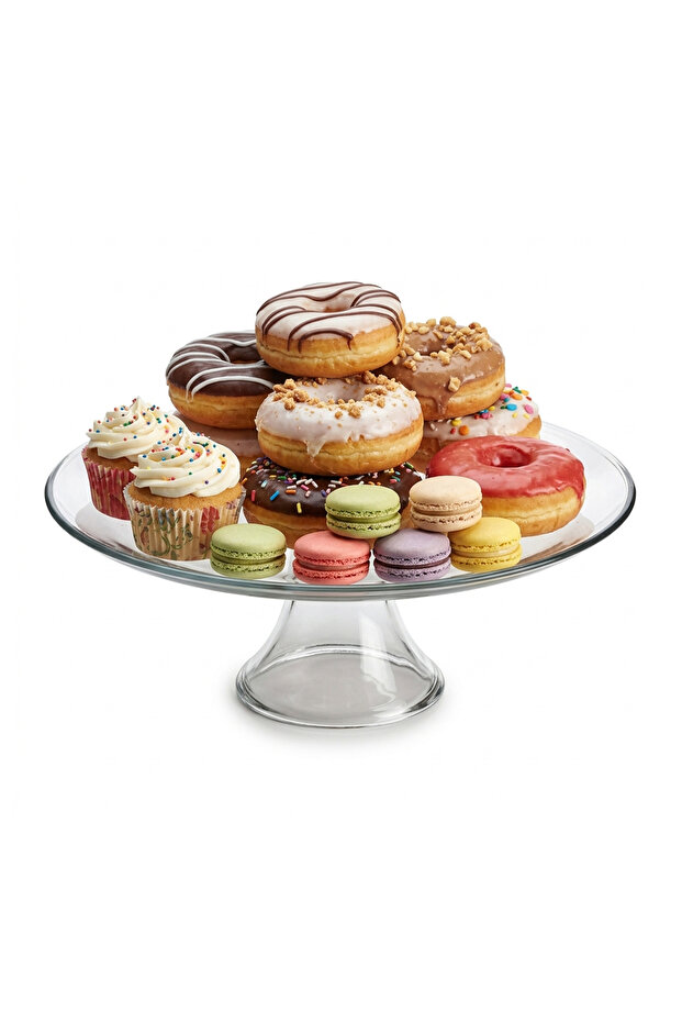Presence Tiered Cake Stand 13 Inch Clear Glass Pedestal Serving Platter for Cakes Pies Cookies Pastries