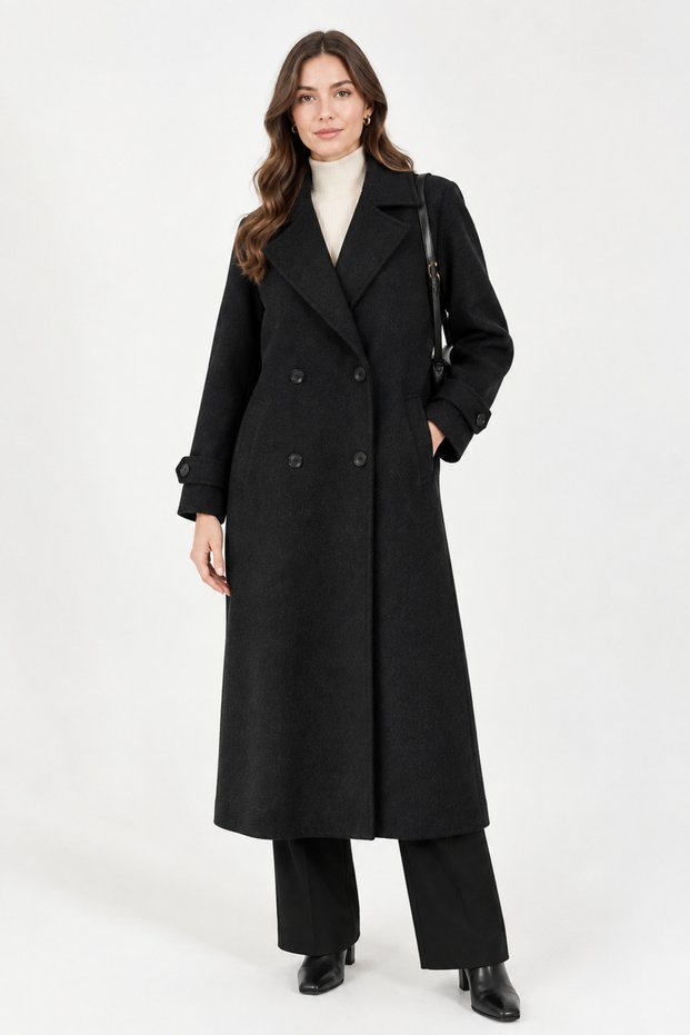 Oversize Long Buttoned Cashmere Coat