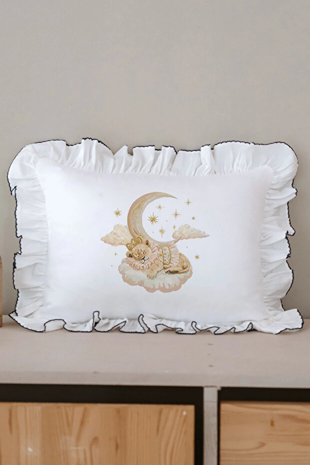 Colorful Ruffle Detailed Pillowcase - Premium Series - Princess Lion