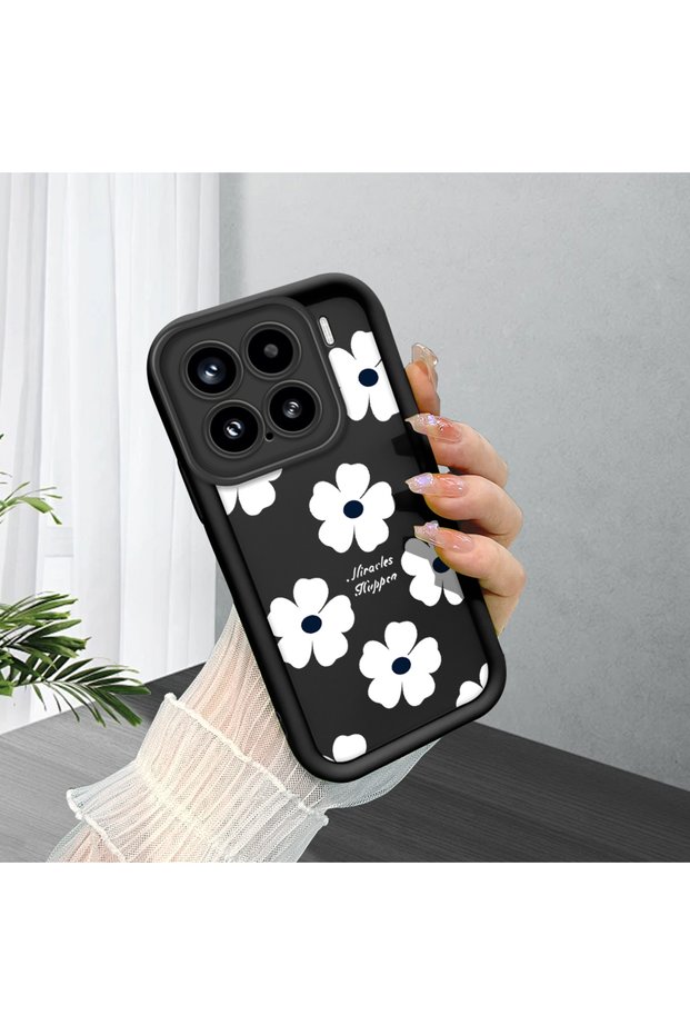 Mi 15 5g Compatible Simple White Floral Print Case, Durable Impact Protection