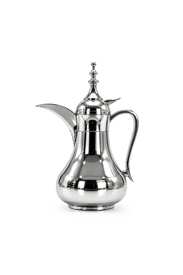Stainless Steel Vacuum Flask 0.6L Silver Double Wall Insulated Dallah for Coffee and Tea