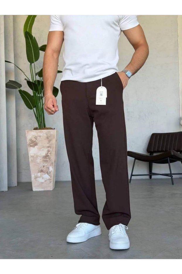 Baggy fit fabric trousers