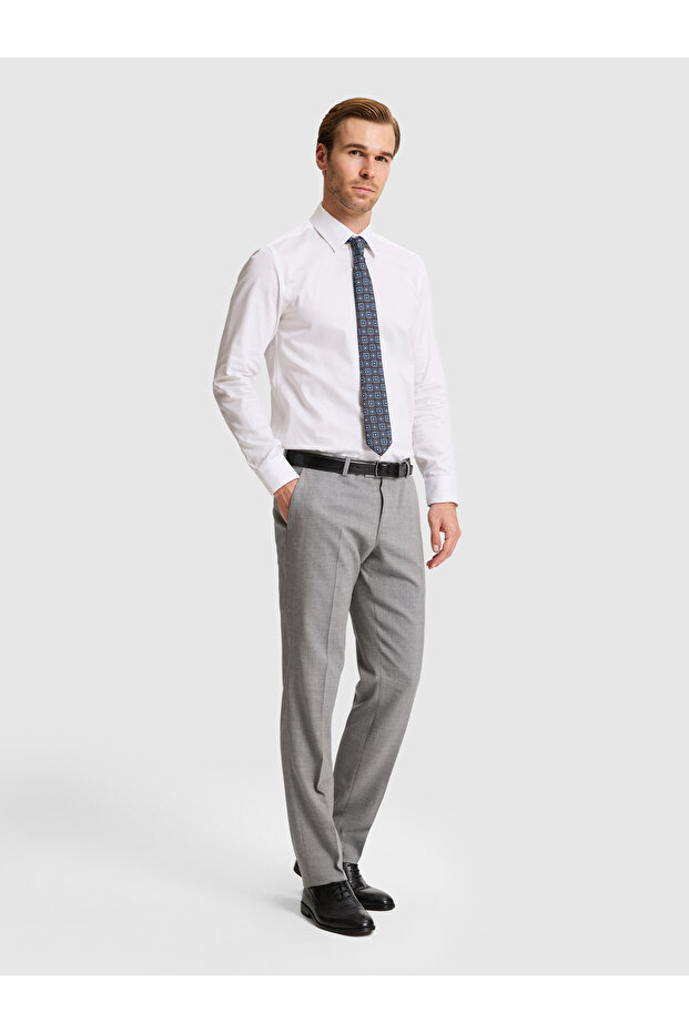 Gray Slim Fit Fabric Trousers 50337490-Vr024