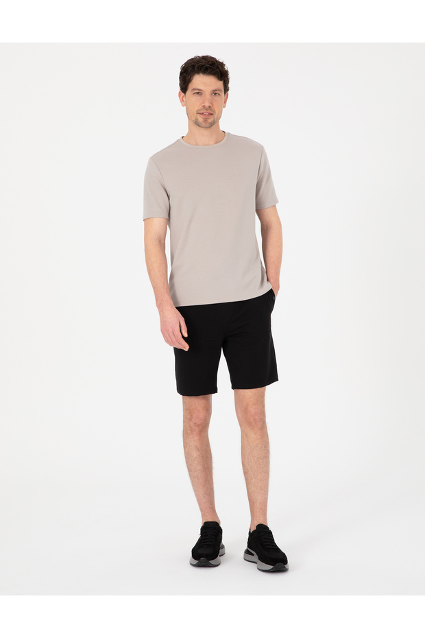 Black Regular Fit Knitted Shorts 50306779-Vr046