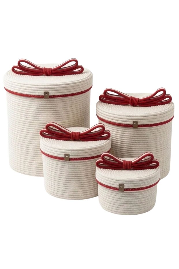 Pearl Series 4-Piece Premium Jute Basket Set | Kurdeleli Vegan Home & Bathroom Organizer (9 Colors)