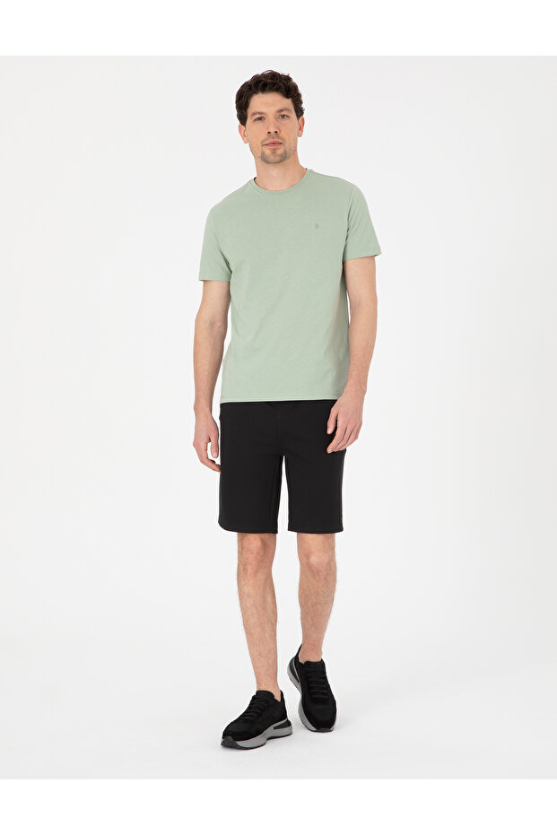Black Comfort Fit Knitted Shorts 50310720-Vr046