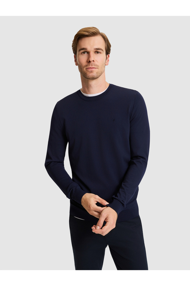 Navy Blue Slim Fit Sweater 50331823-Vr033