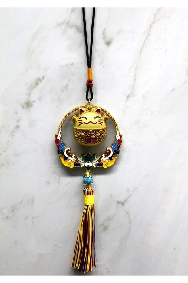 Colorful Tassel Lucky Cat Feng Shui Hanging Decoration Alk4452