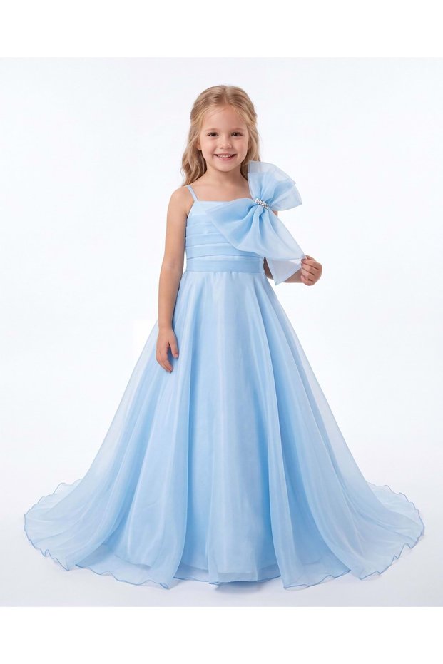 Girl's Thasos Long Evening Dress M00873 Blue