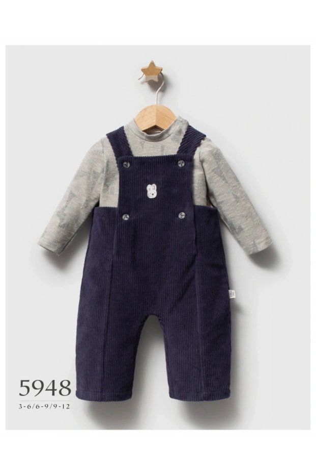 Baby Boy Convivial Velvet Salopet Blouse Set