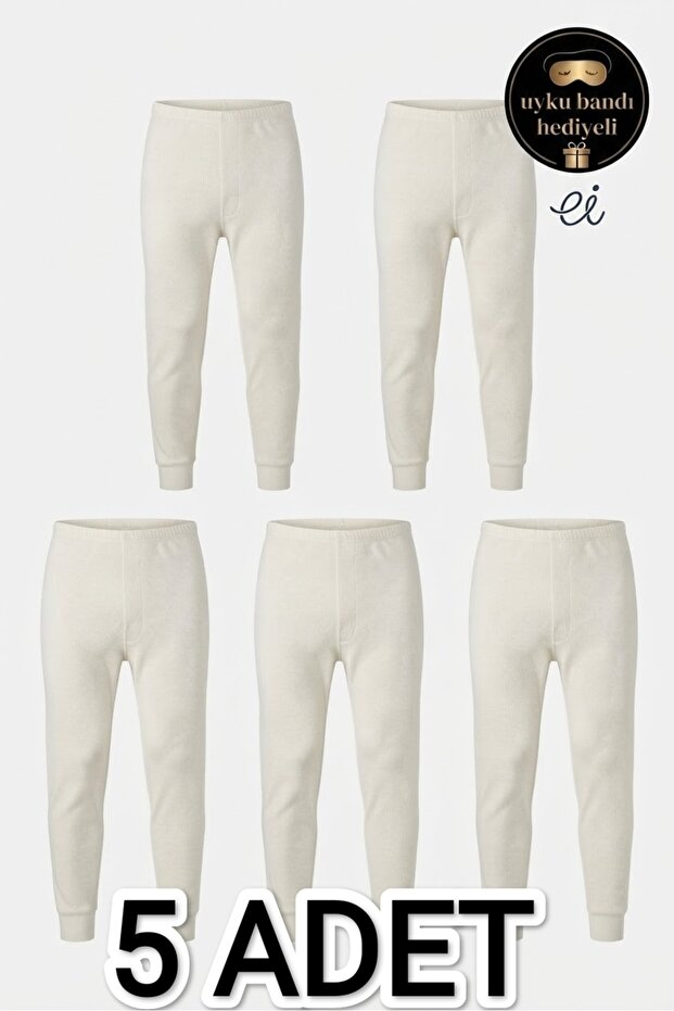 Pack of 5 Cream Color Cotton Men's Underwear Bottoms | 1. Quality Interlock Fabric Thermal Leggings | Custom Made Sleep Band as a Gift!