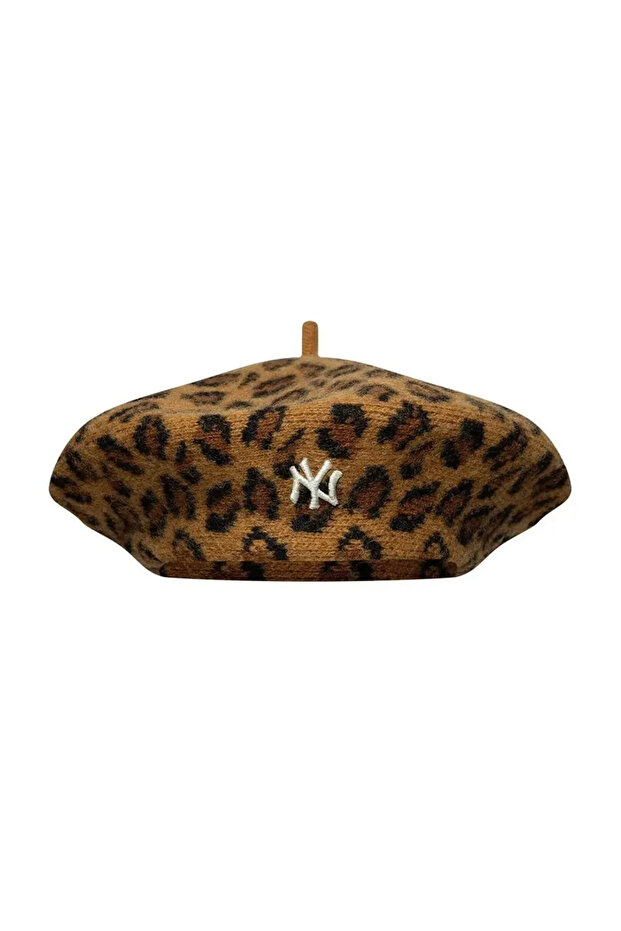 Leopard Patterned Women's Beret Neyyan Stnblk