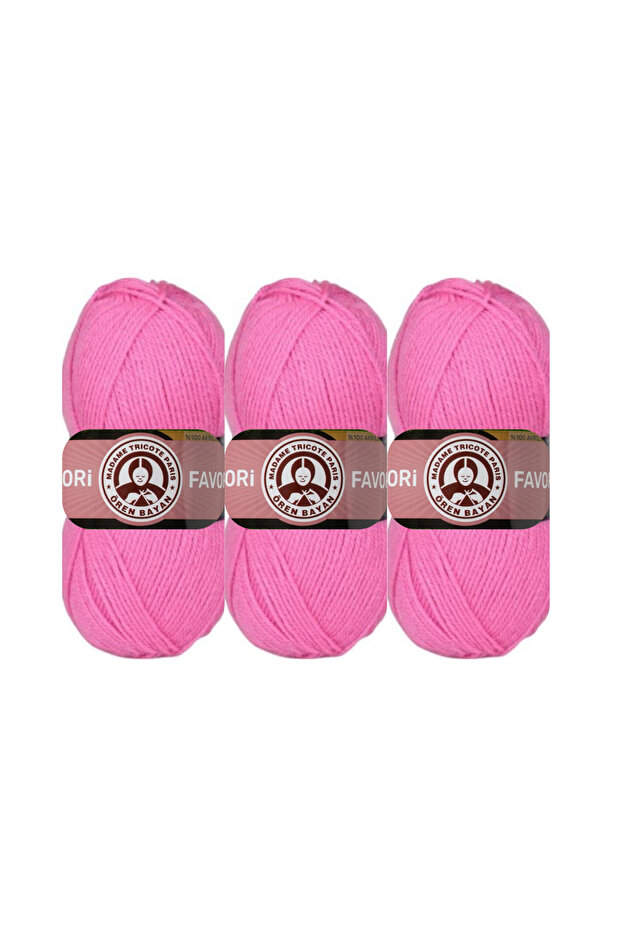 Favori̇ Pink Hand Knitting Yarn (3 Pieces) - Color: 042