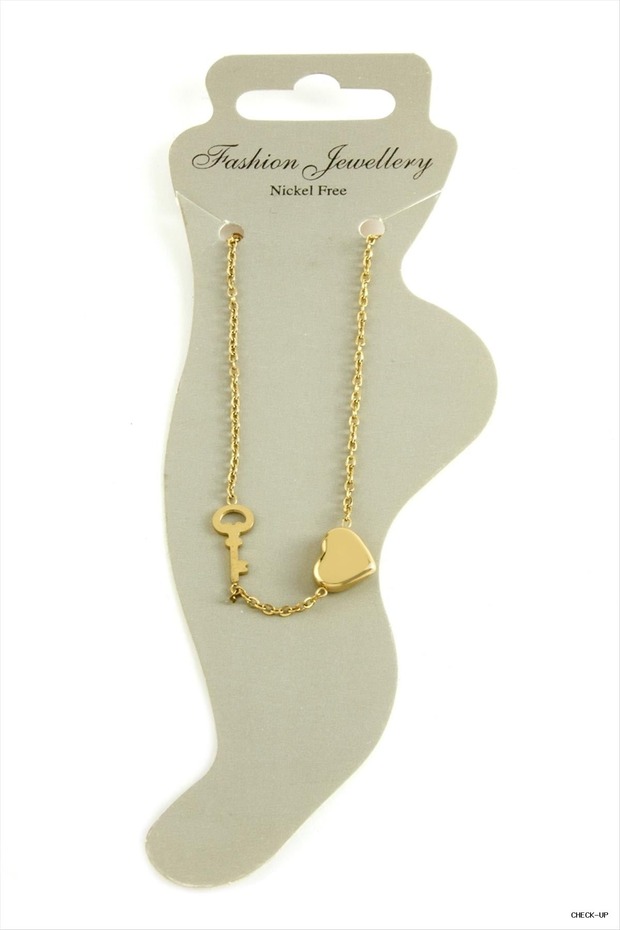Svl-Shop Heart Lock Luxury Steel (140759) Anklet Yellow