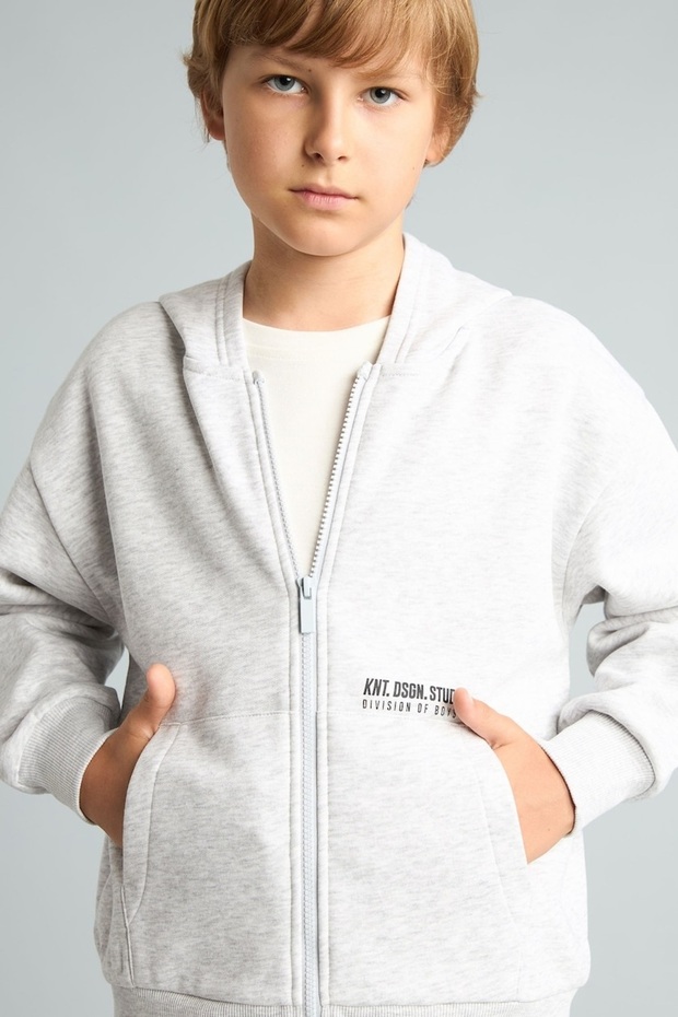 School Printed Hooded Zippered Pocket Sweatshirt Cardigan for Boys H9681A826Wn