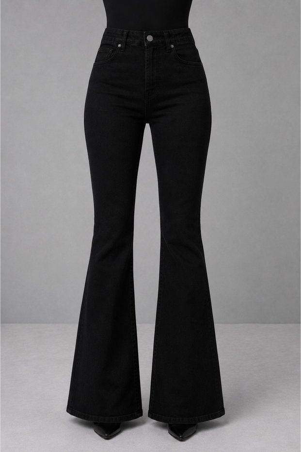 Women's Jeans Spanish Jeans High Waist Colorfast Black Spanish Jeans (Lycra)