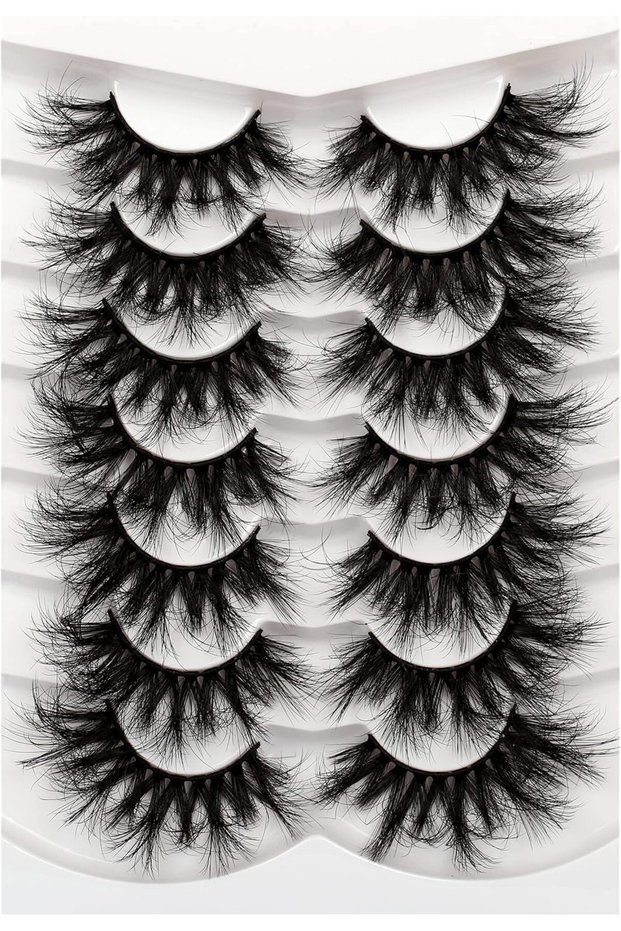 Cat Eye Faux Mink Lashes 25MM False Eyelashes Dramatic 8D Volume Thick Long Fake Eye Lashe