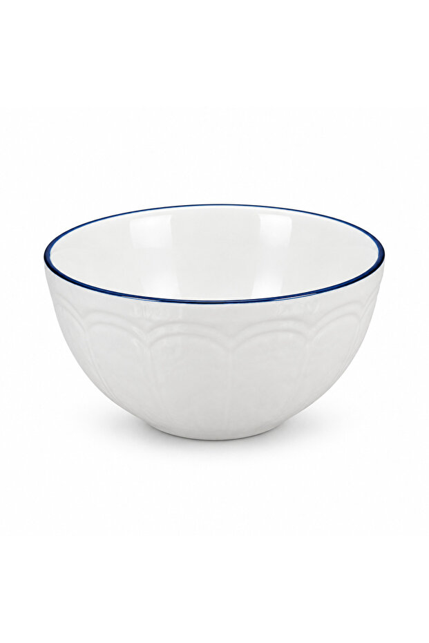 Luhpar Ceramic Soup Bowl White with Blue Rim - 610ml